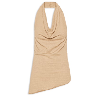 Blusa Feminina Assimétrica Com Decote Degagê - Bege