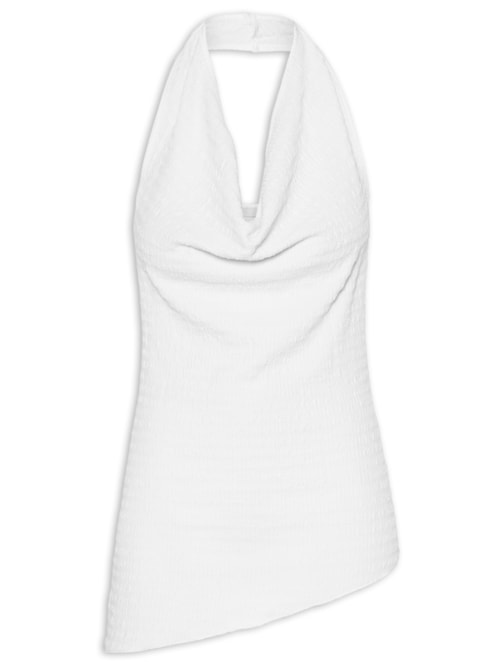 Blusa Feminina Assimétrica Com Decote Degagê - Branco