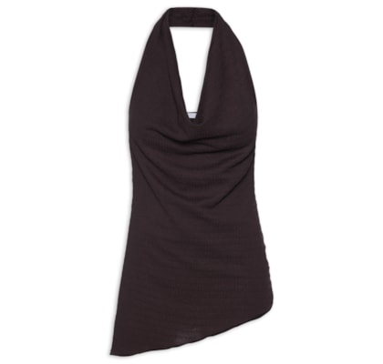 Blusa Feminina Assimétrica Com Decote Degagê - Marrom