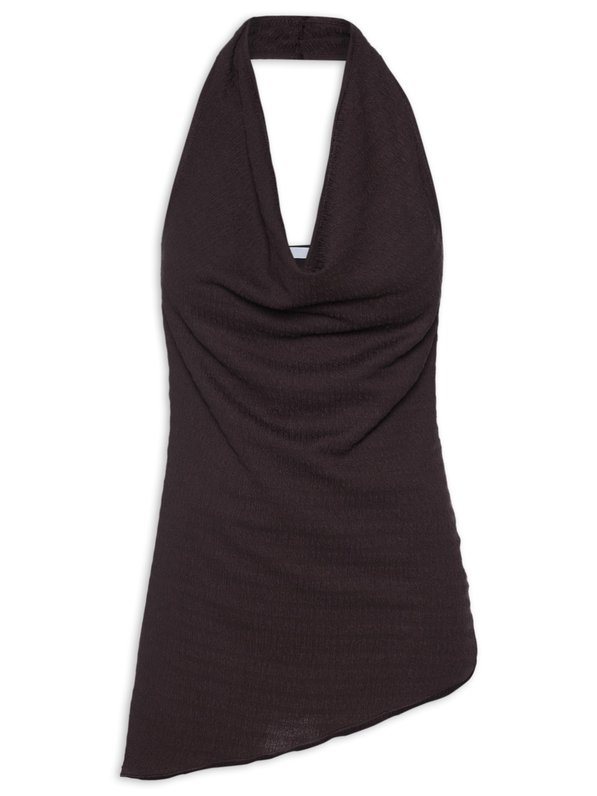 Blusa Feminina Assimétrica Com Decote Degagê - Marrom