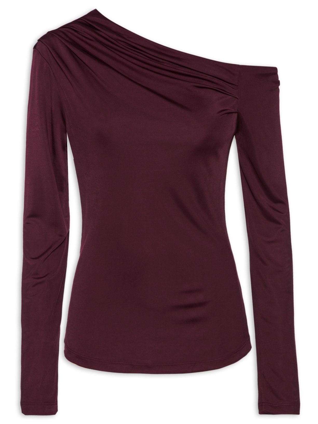 Blusa Feminina Assimétrica Com Pregas Jersey - Vinho