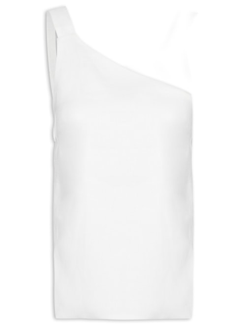 Blusa Feminina Assimétrica Linho - Branco