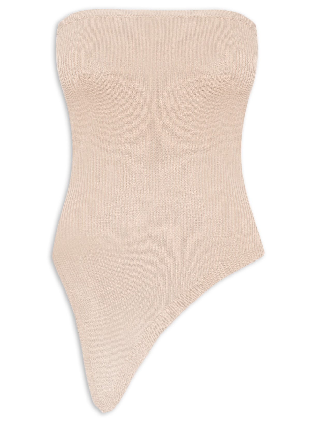 Blusa Feminina Assimétrica Sem manga - Bege