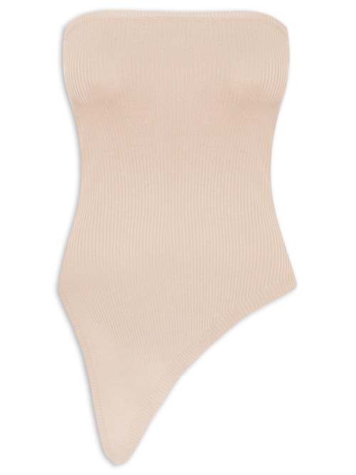 Blusa Feminina Assimétrica Sem manga - Bege