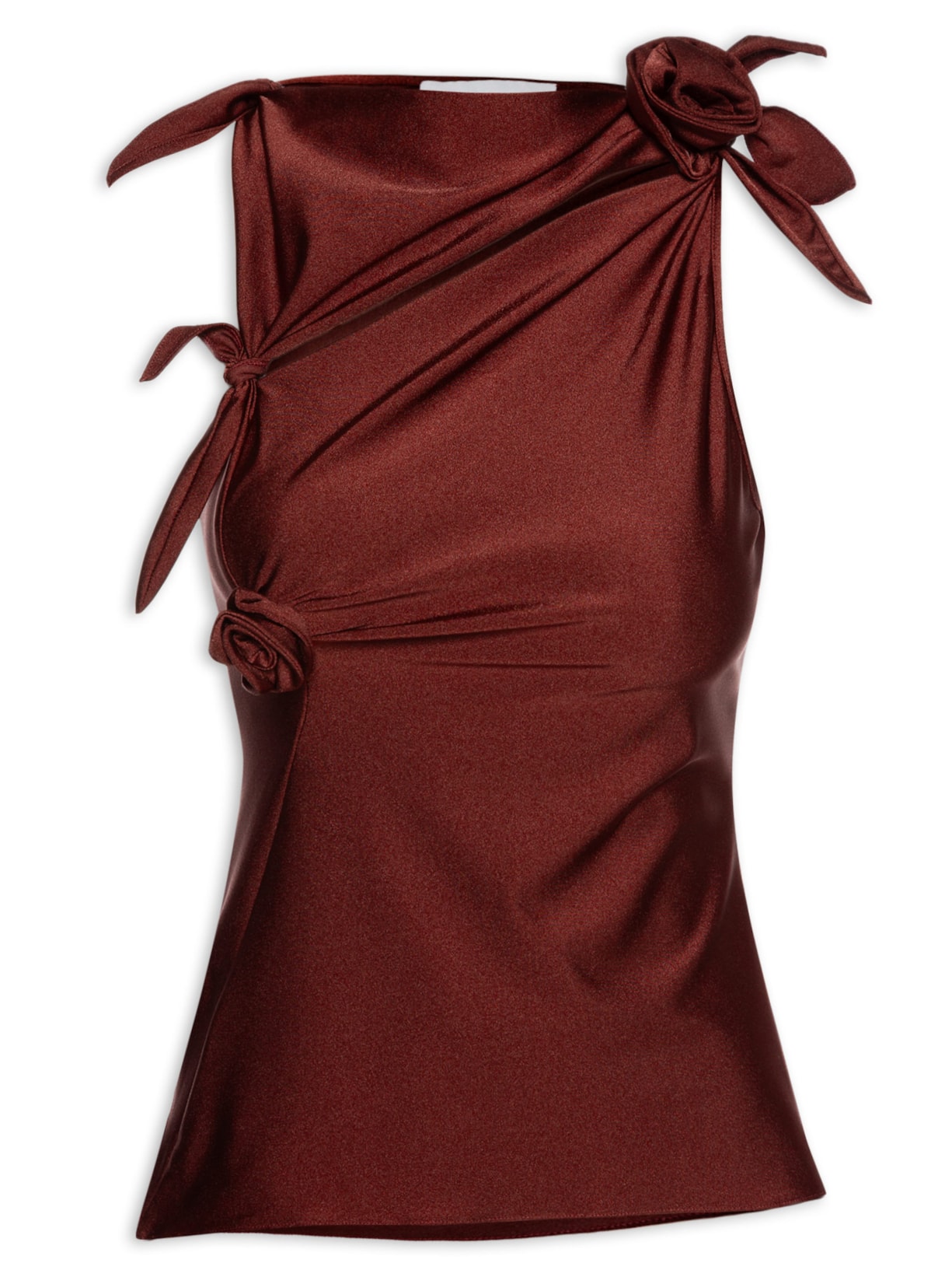 Blusa Feminina Asymmetric Flower Top - Vinho