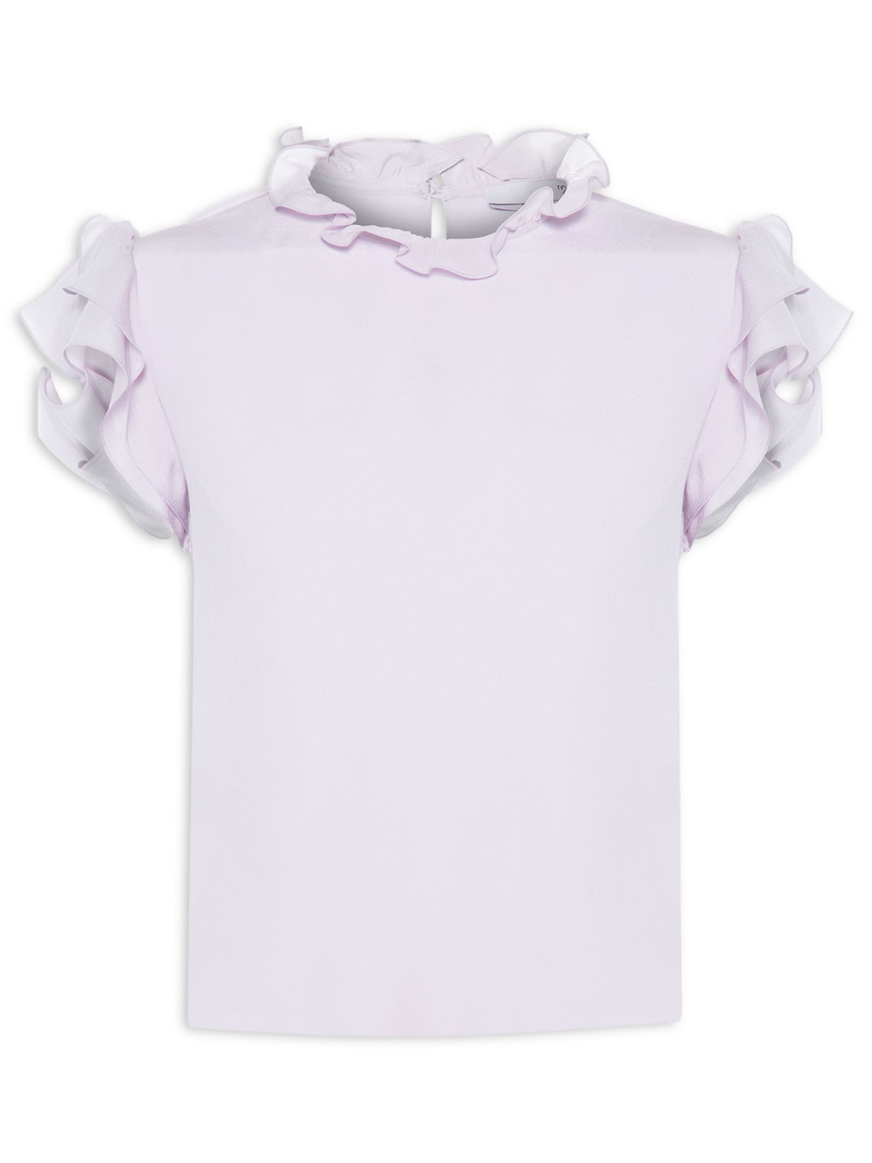 Blusa Feminina Babado Em Seda Pura Lilás '2Essential