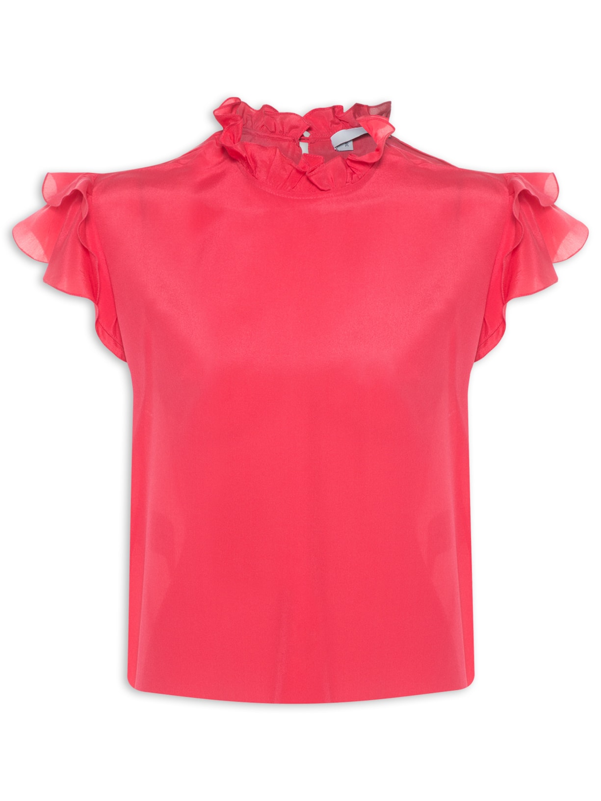 Blusa Feminina Babado Em Seda Pura - Rosa