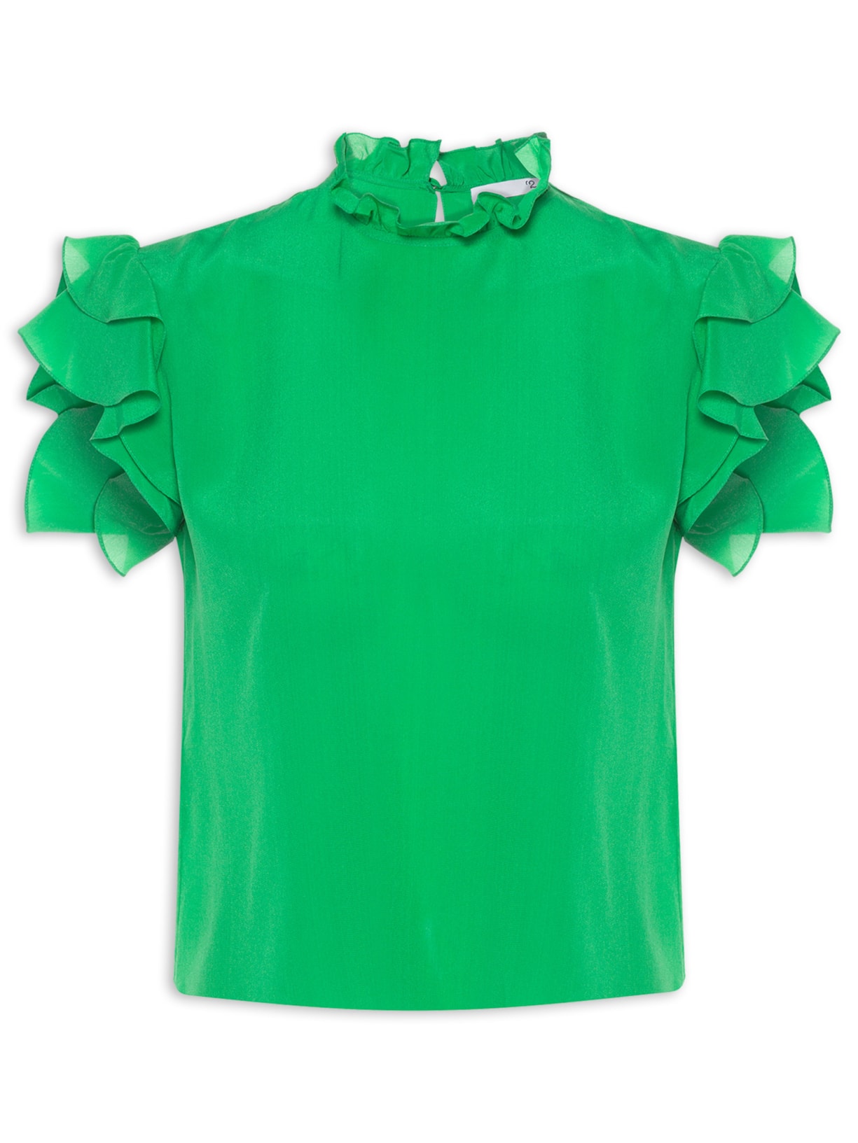 Blusa Feminina Babado Em Seda Pura - Verde