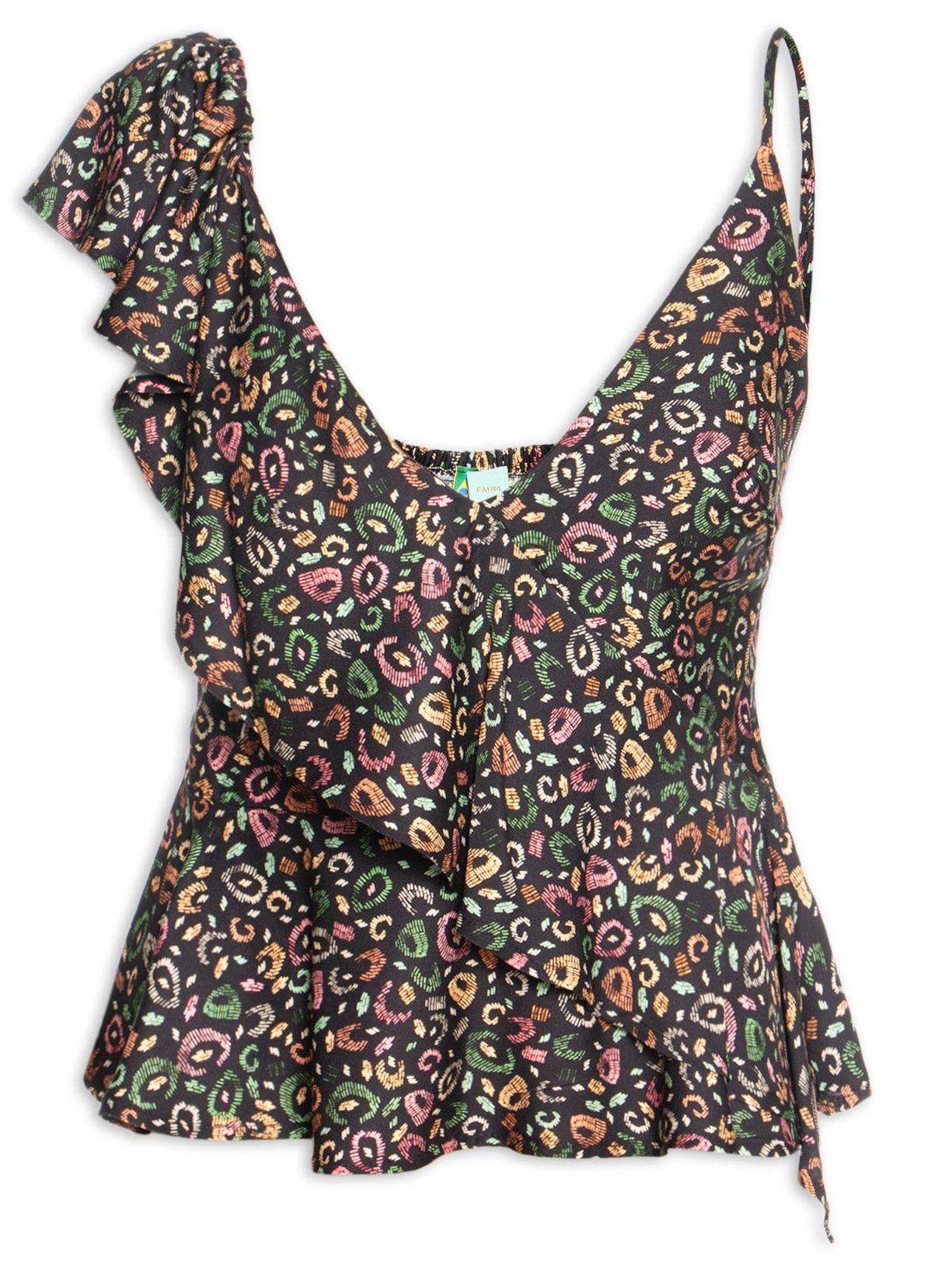 Blusa Feminina Babado Onça Borogodó - Preto