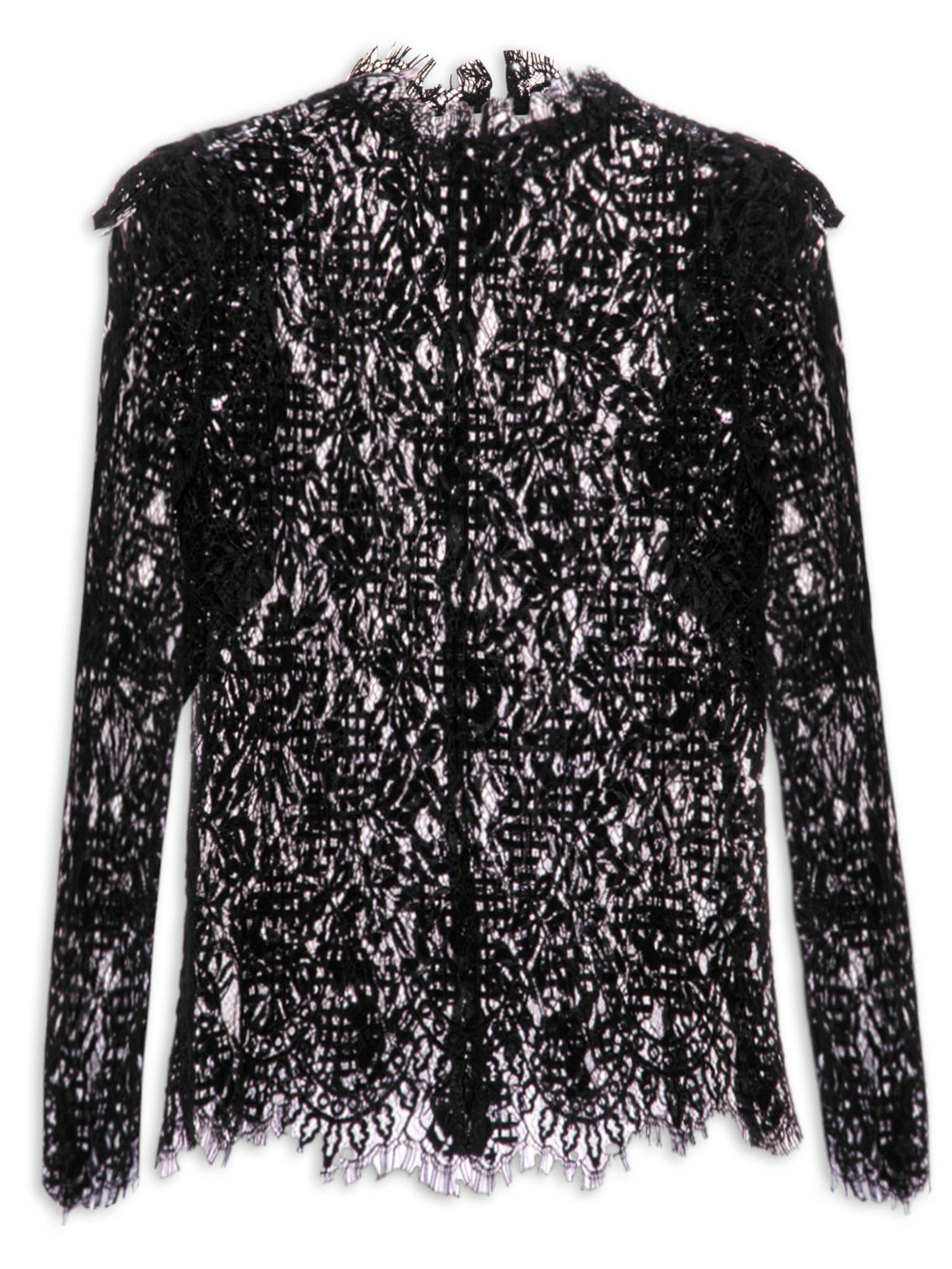 Blusa Feminina Babado Renda - Preto