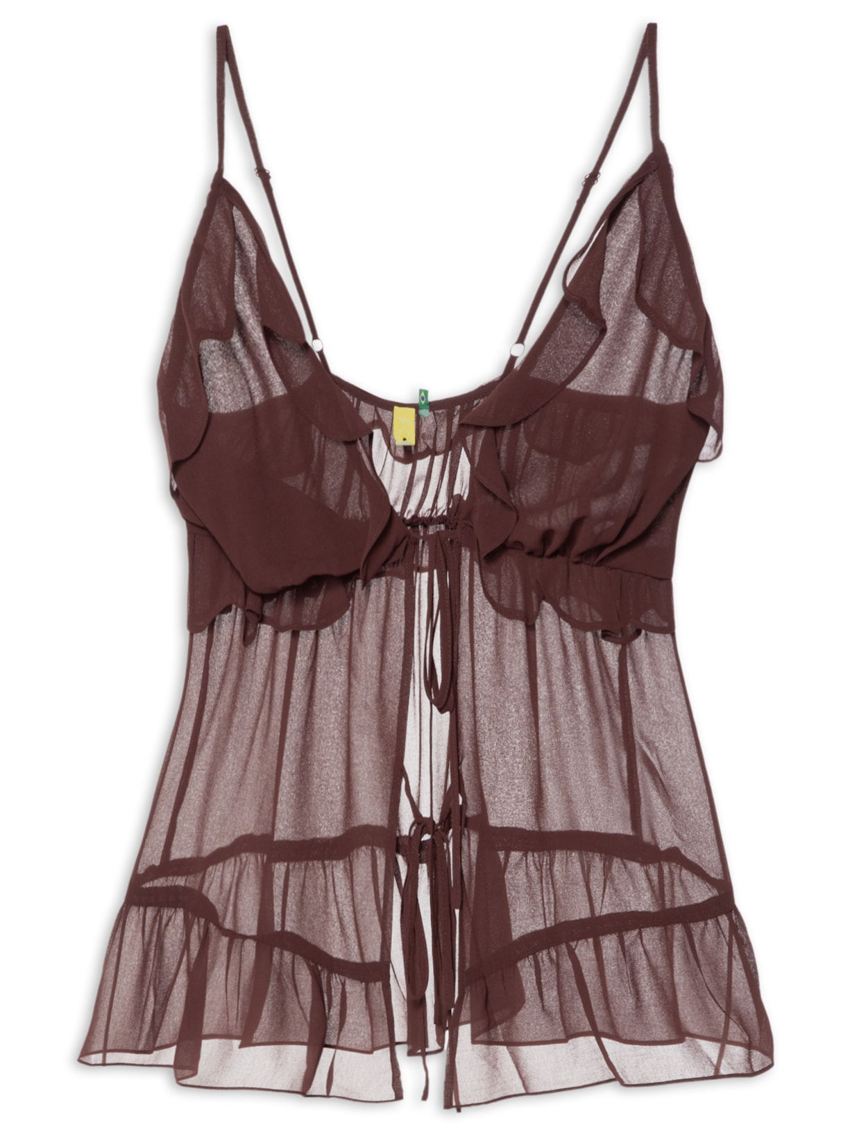 Blusa Feminina Babados Alcinhas - Marrom