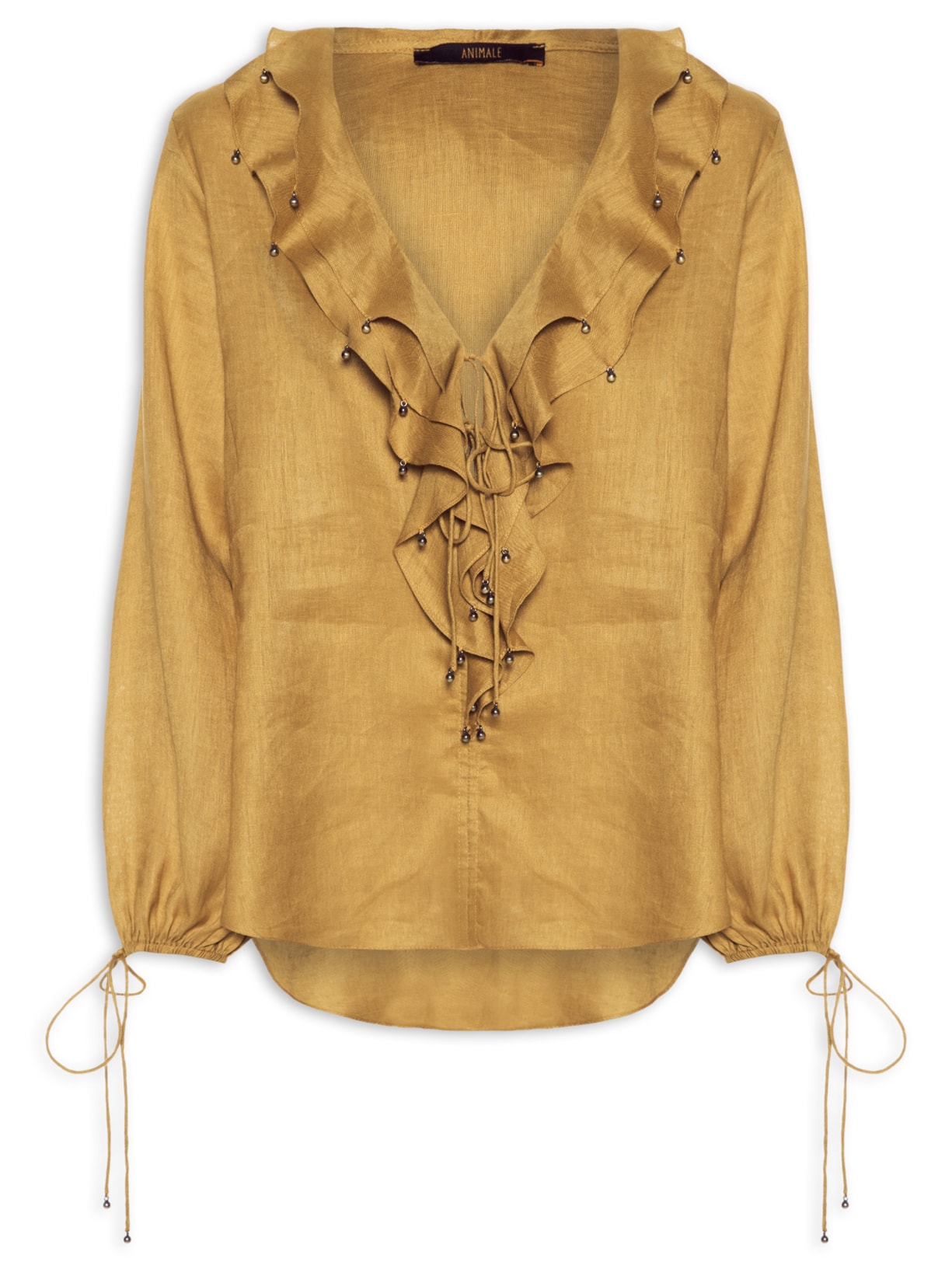 Blusa Feminina Babados em Linho - Amarelo