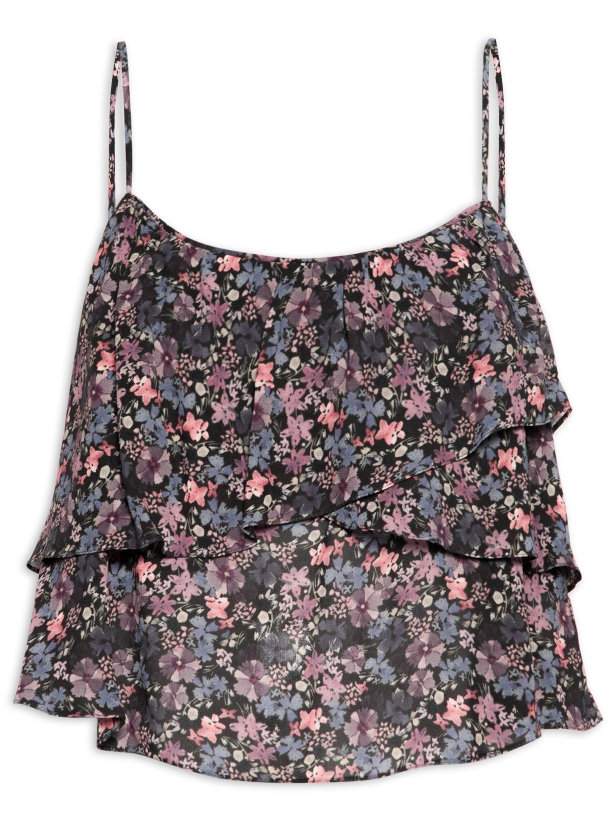 Blusa Feminina Babados Ggt Estampa Liza Preto Maria Filó