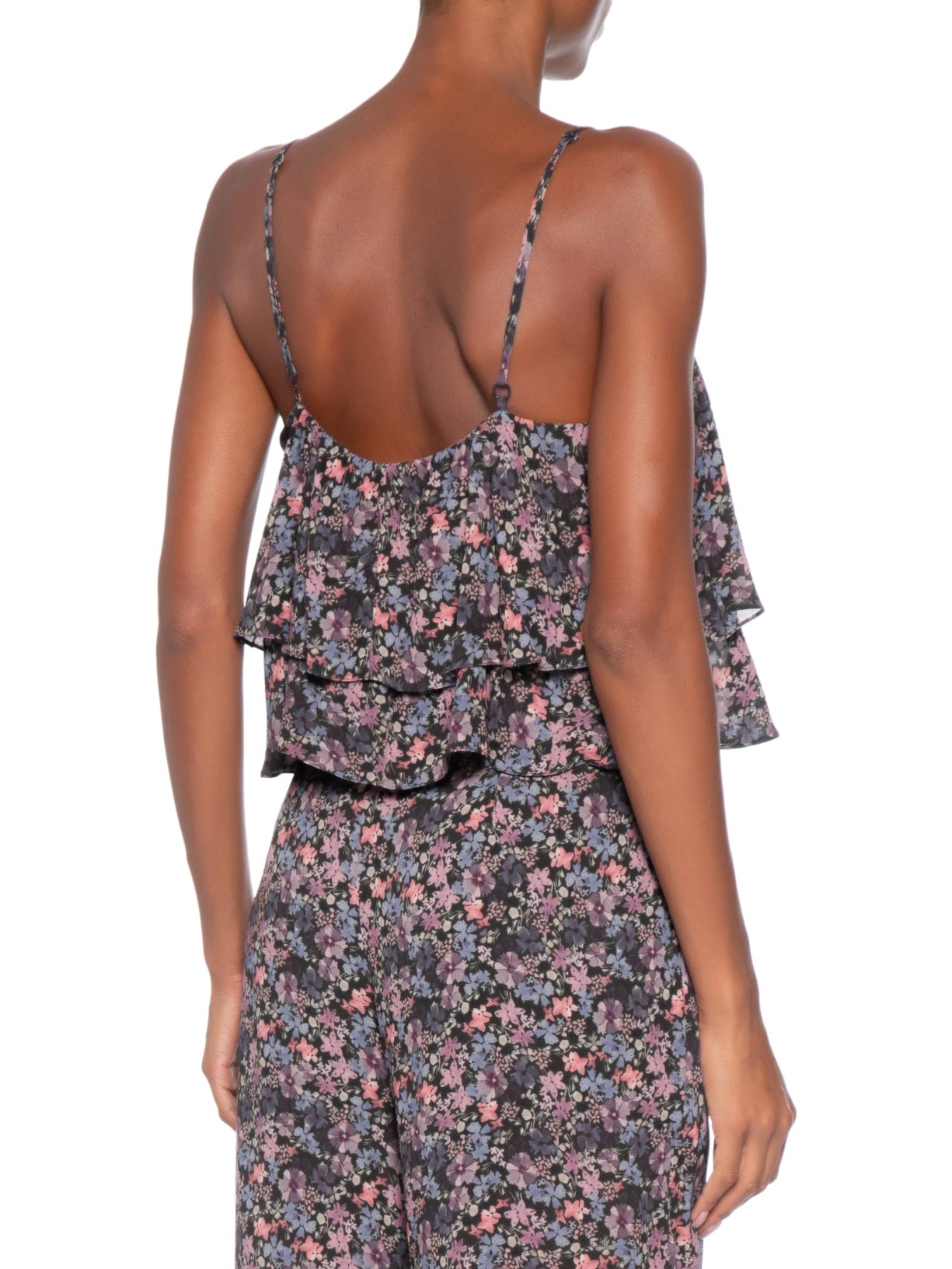 Blusa Feminina Babados Ggt Estampa Liza Preto Maria Filó