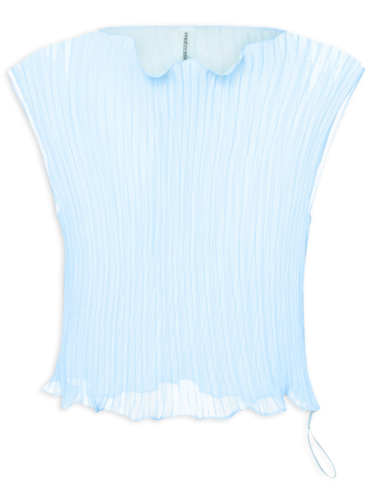 Blusa Feminina Baby Tee Plissê - Azul