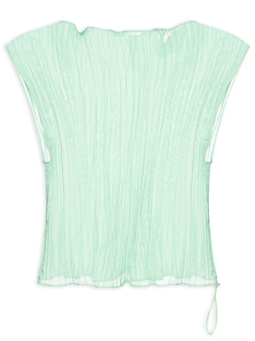 Blusa Feminina Baby Tee Plissê - Verde