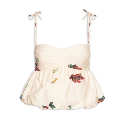 Blusa Feminina Balonê Coquetel Tropical - Bege 