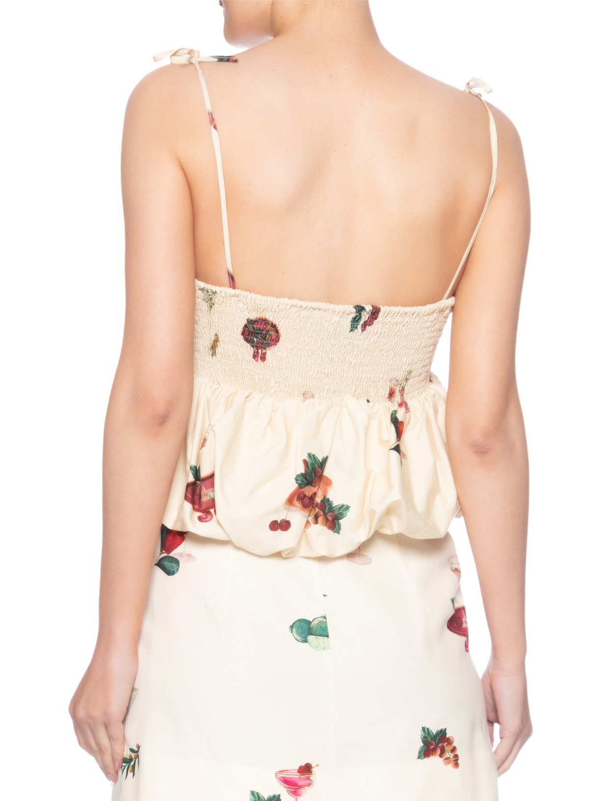 Blusa Feminina Balonê Coquetel Tropical Bege  Farm