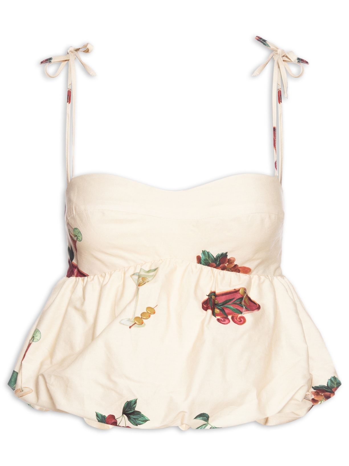 Blusa Feminina Balonê Coquetel Tropical Bege  Farm