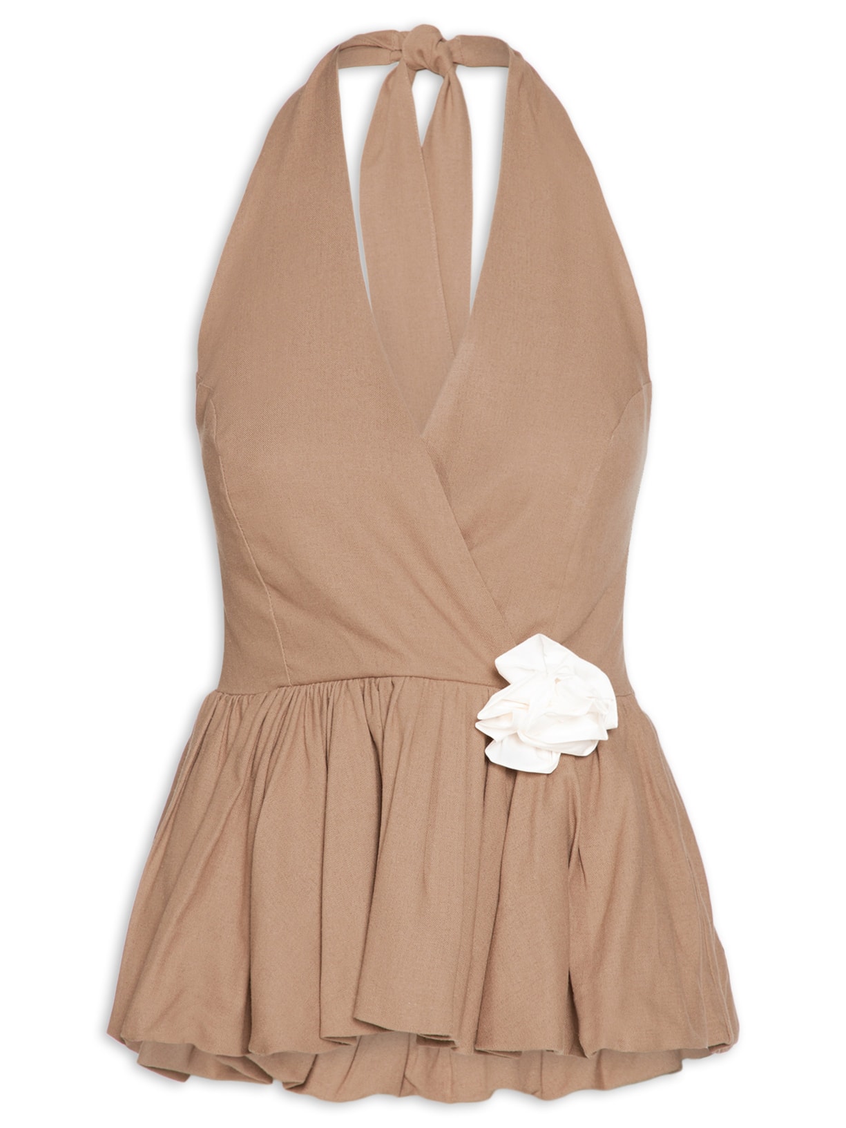 Blusa Feminina Balonê Em Linho Misto - Bege