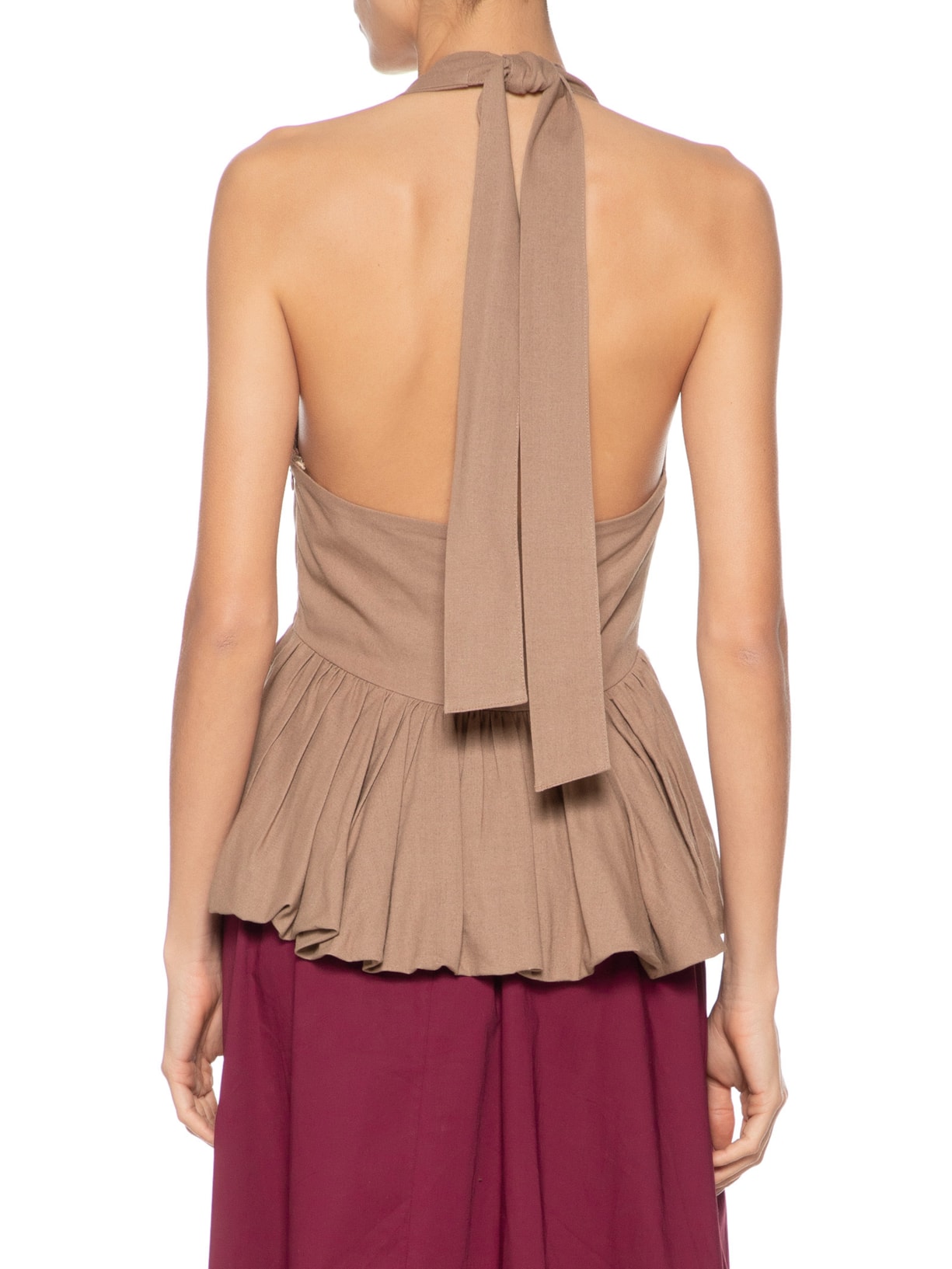 Blusa Feminina Balonê Em Linho Misto Marrom '2Essential