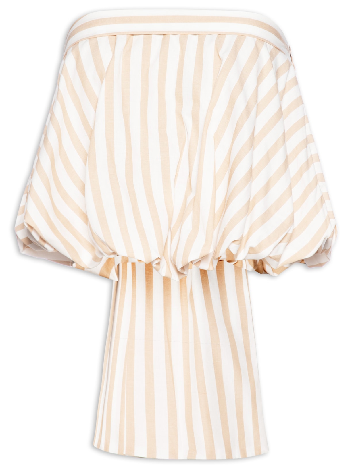 Blusa Feminina Balone Laço Listra Buzios Bege Farm