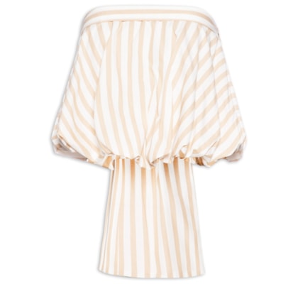 Blusa Feminina Balone Laço Listra Buzios - Bege