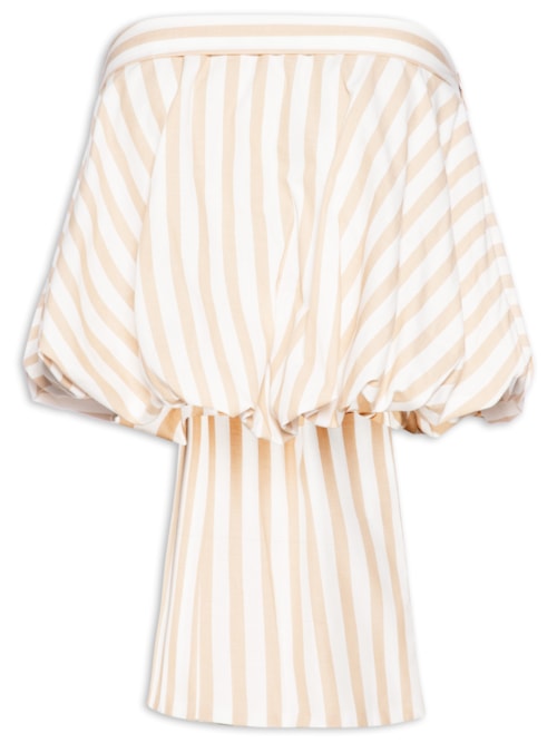 Blusa Feminina Balone Laço Listra Buzios - Bege
