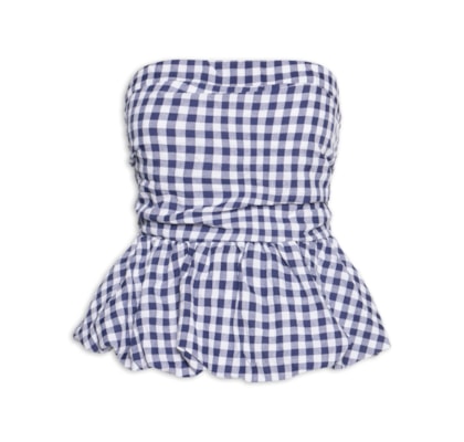 Blusa Feminina Balonê Xadrez - Azul