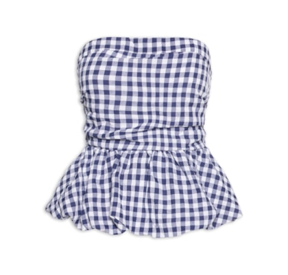 Blusa Feminina Balonê Xadrez - Azul