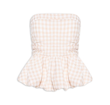Blusa Feminina Balonê Xadrez - Bege