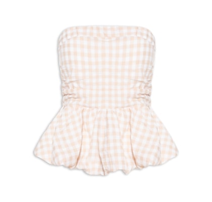 Blusa Feminina Balonê Xadrez - Bege