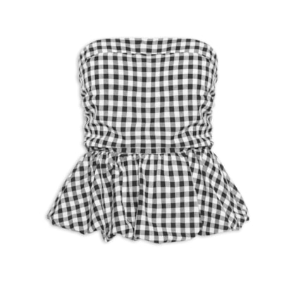 Blusa Feminina Balonê Xadrez - Preto
