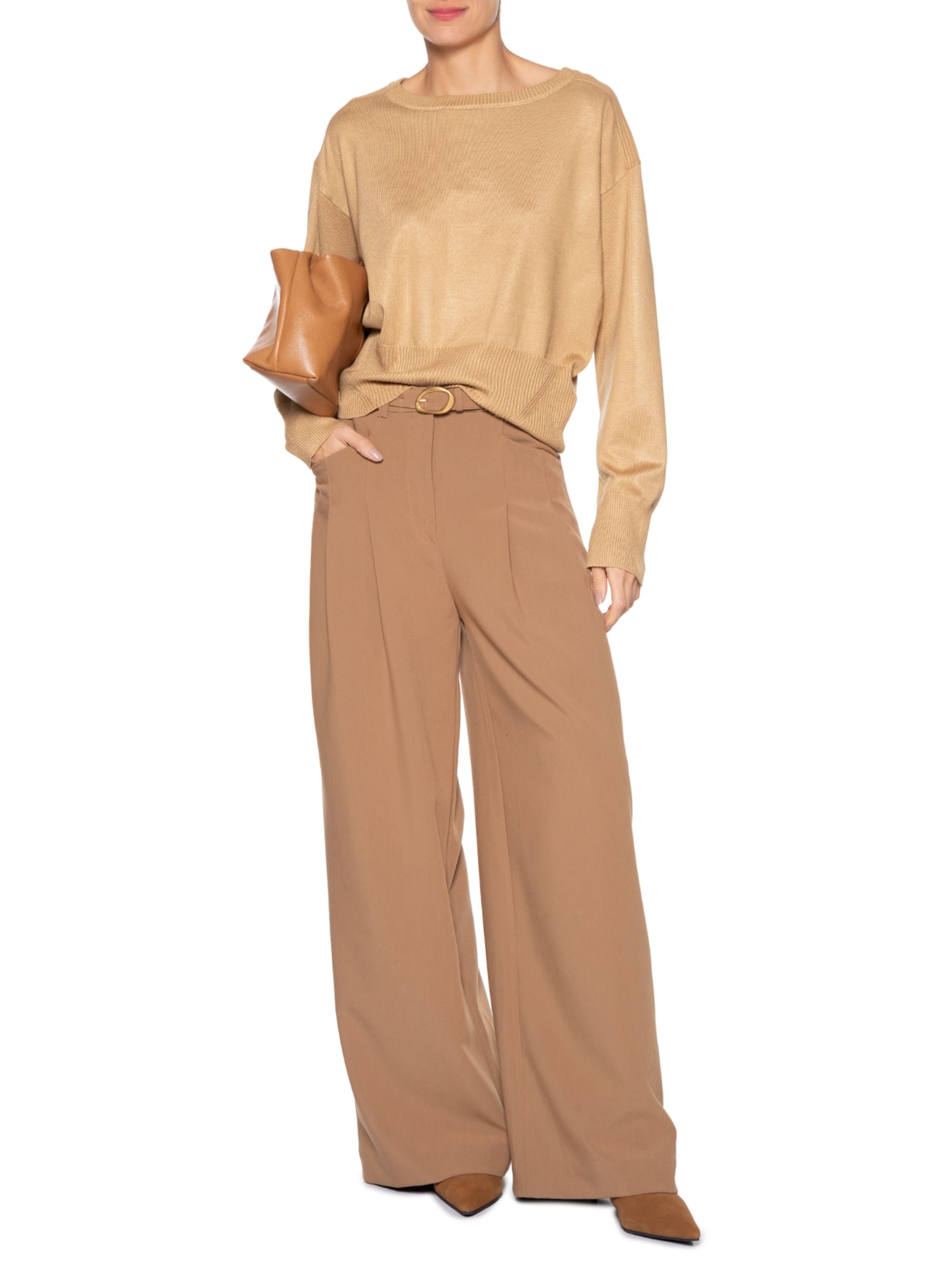 Blusa Feminina Barra Canelada Em Tricot Bege '2Essential