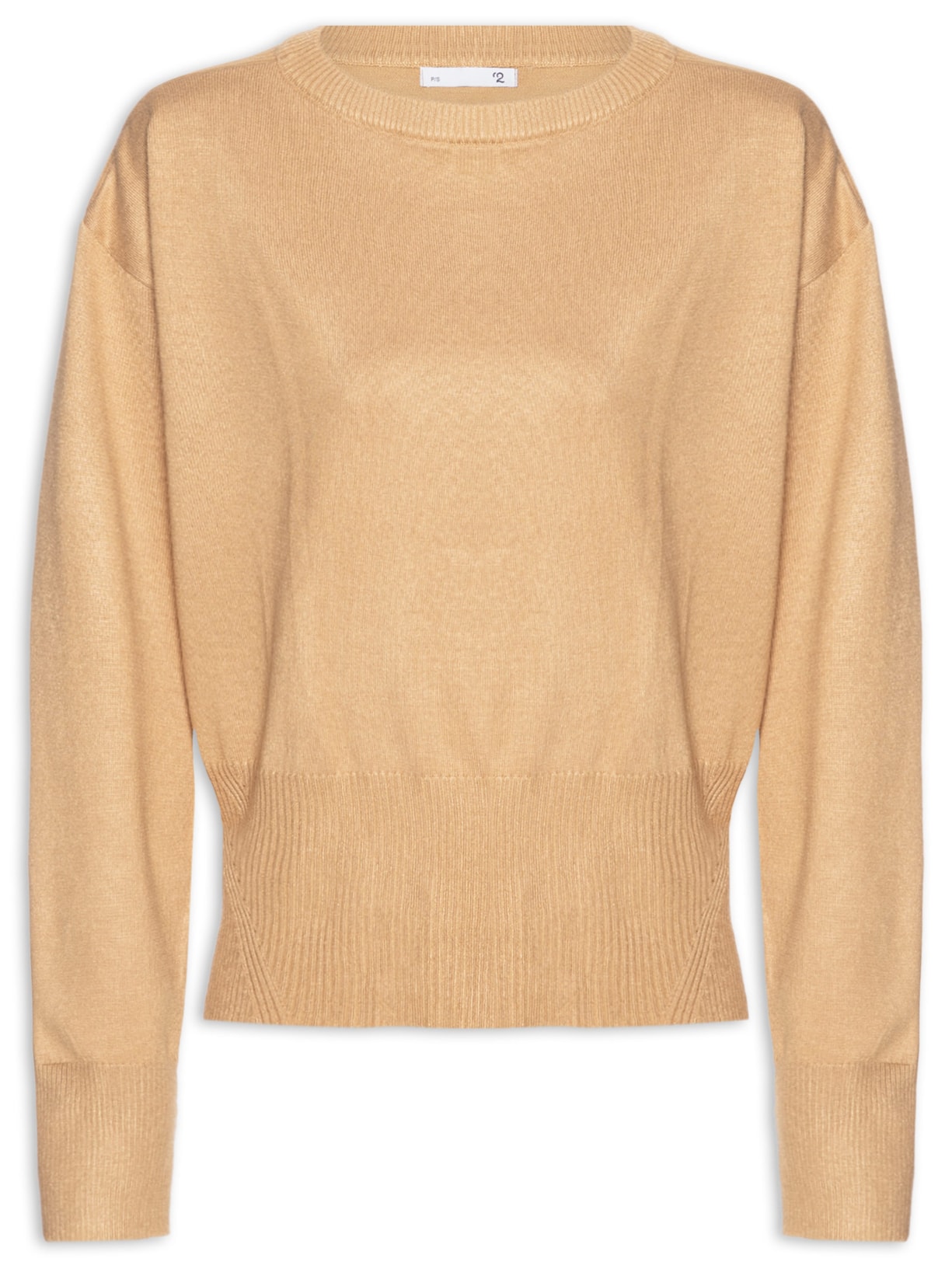 Blusa Feminina Barra Canelada Em Tricot - Bege