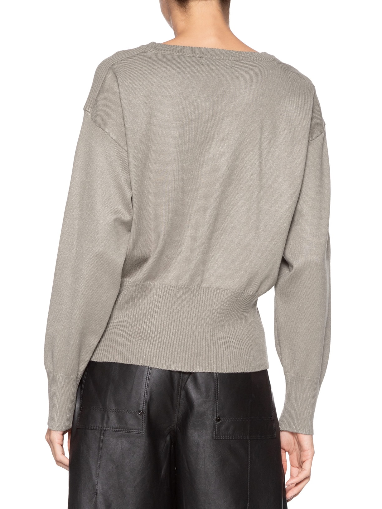 Blusa Feminina Barra Canelada Em Tricot Cinza '2Essential