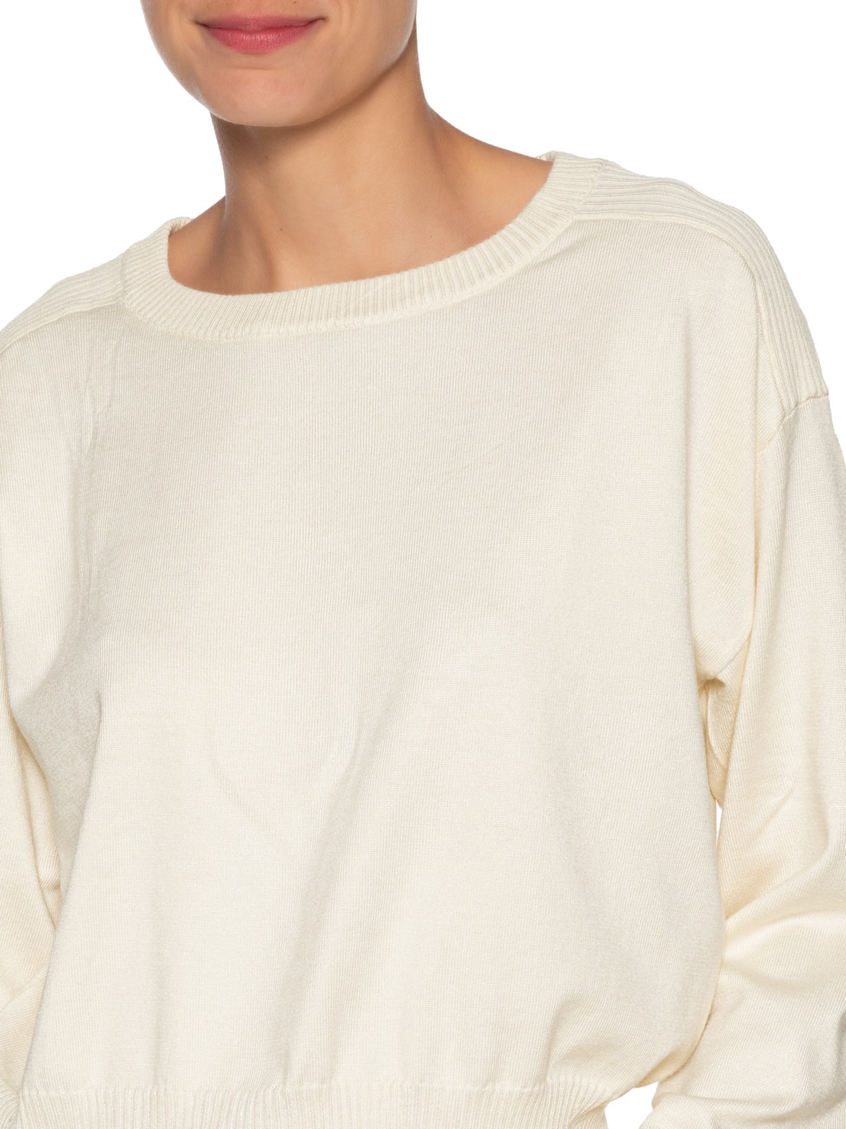 Blusa Feminina Barra Canelada Em Tricot Off White '2Essential