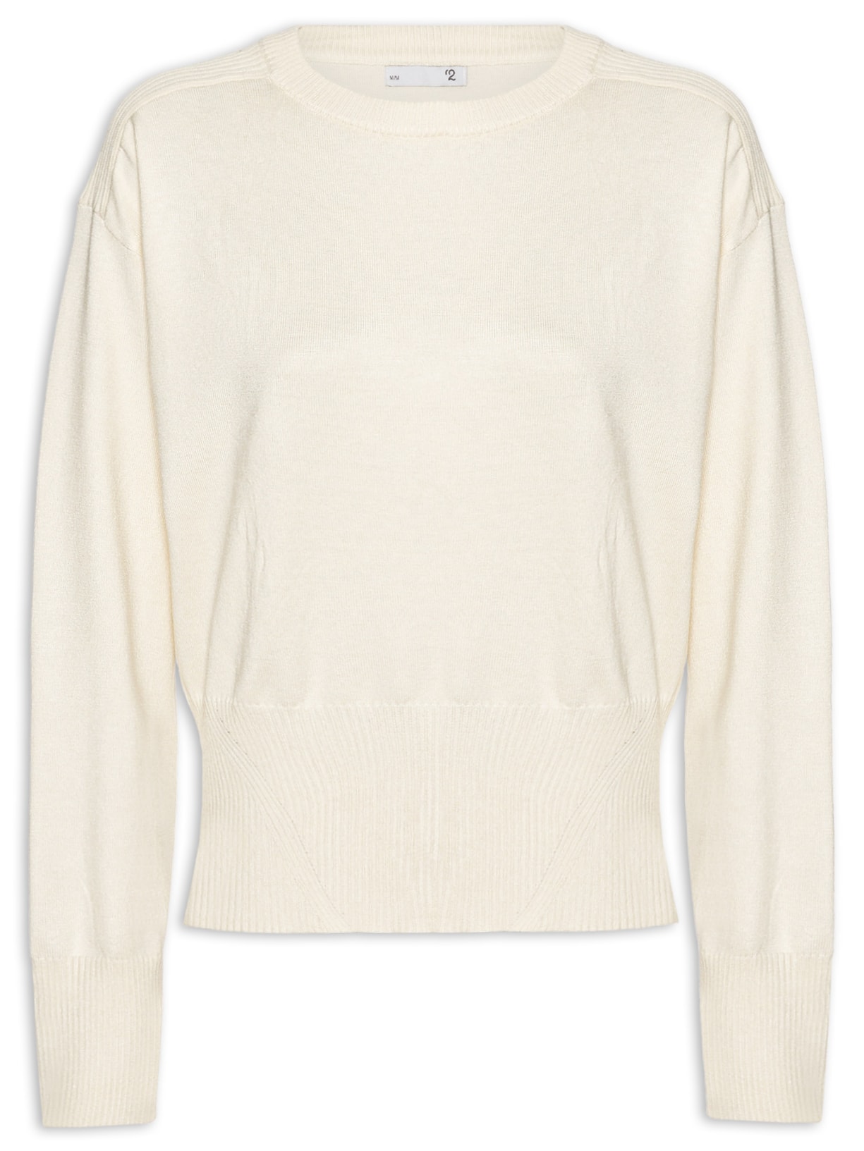 Blusa Feminina Barra Canelada Em Tricot - Off White