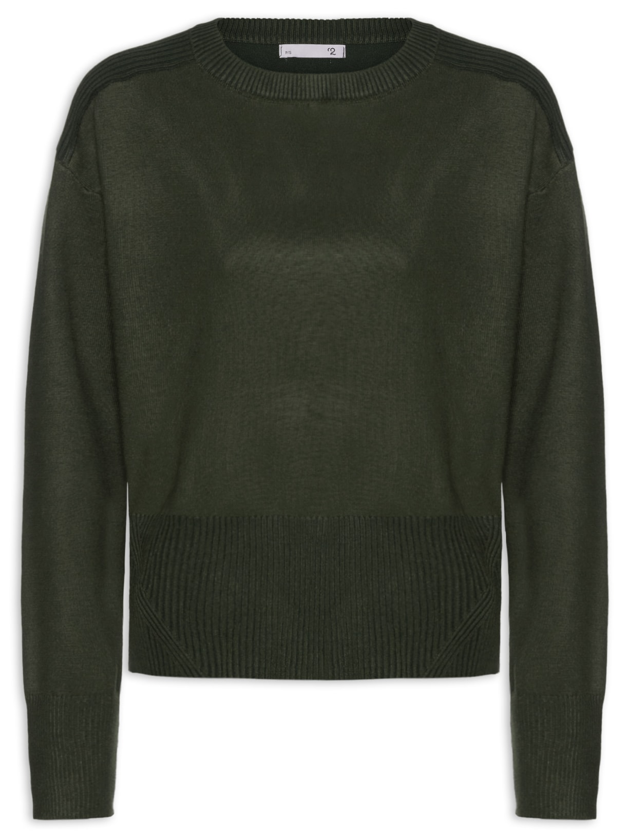 Blusa Feminina Barra Canelada Em Tricot - Verde