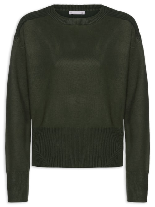 Blusa Feminina Barra Canelada Em Tricot - Verde