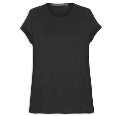 Blusa Feminina Barra Dobrada Manga - Preto