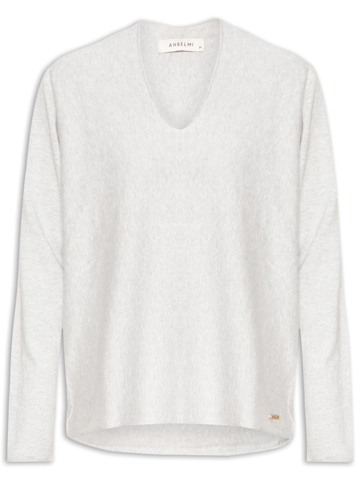 Blusa Feminina Básica Ampla Com Decote Em V - Cinza