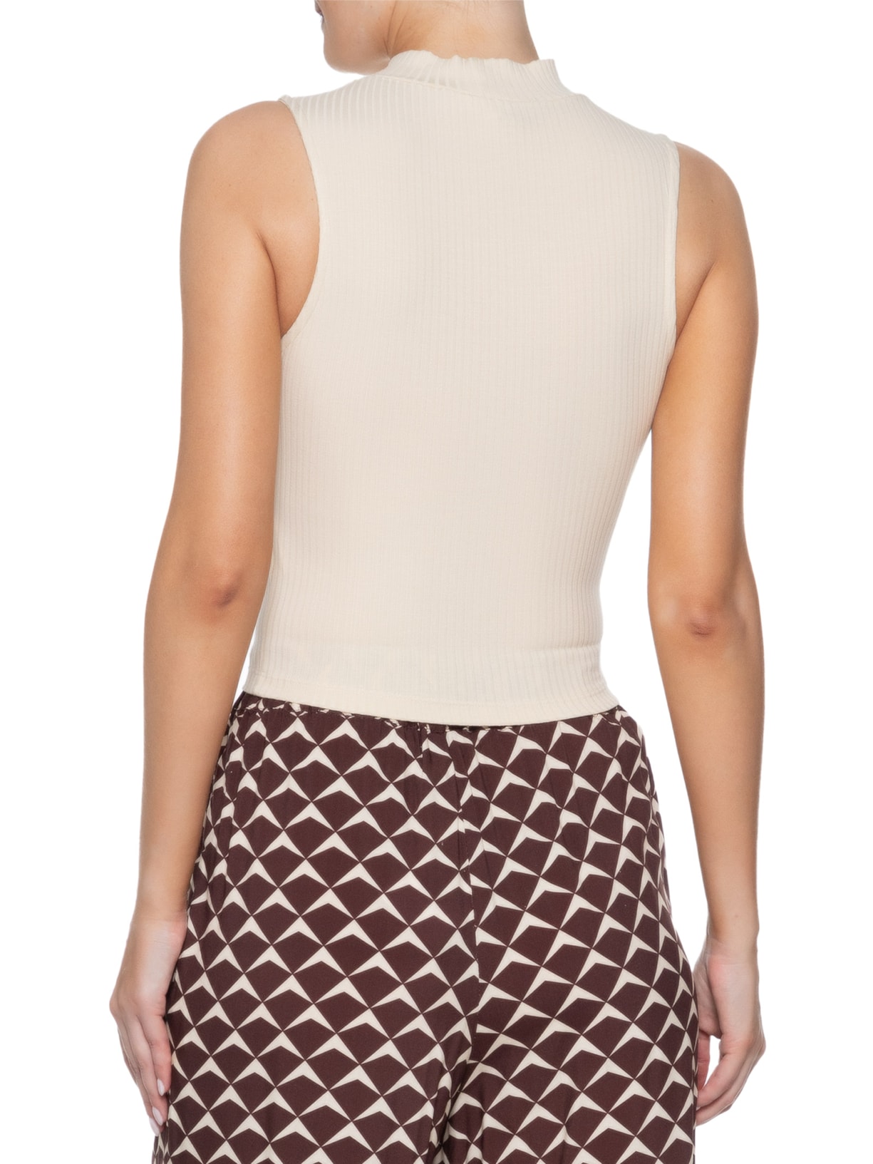 Blusa Feminina Básica Canelada Bege Dress To