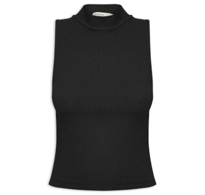 Blusa Feminina Básica Canelada - Preto