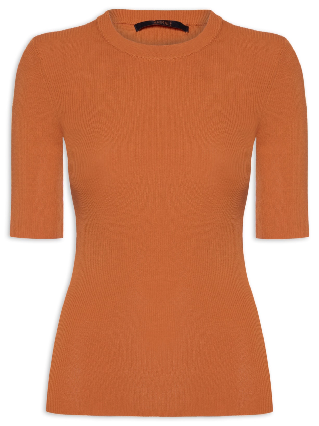 Blusa Feminina Básica Canelada Tricot Color - Laranja