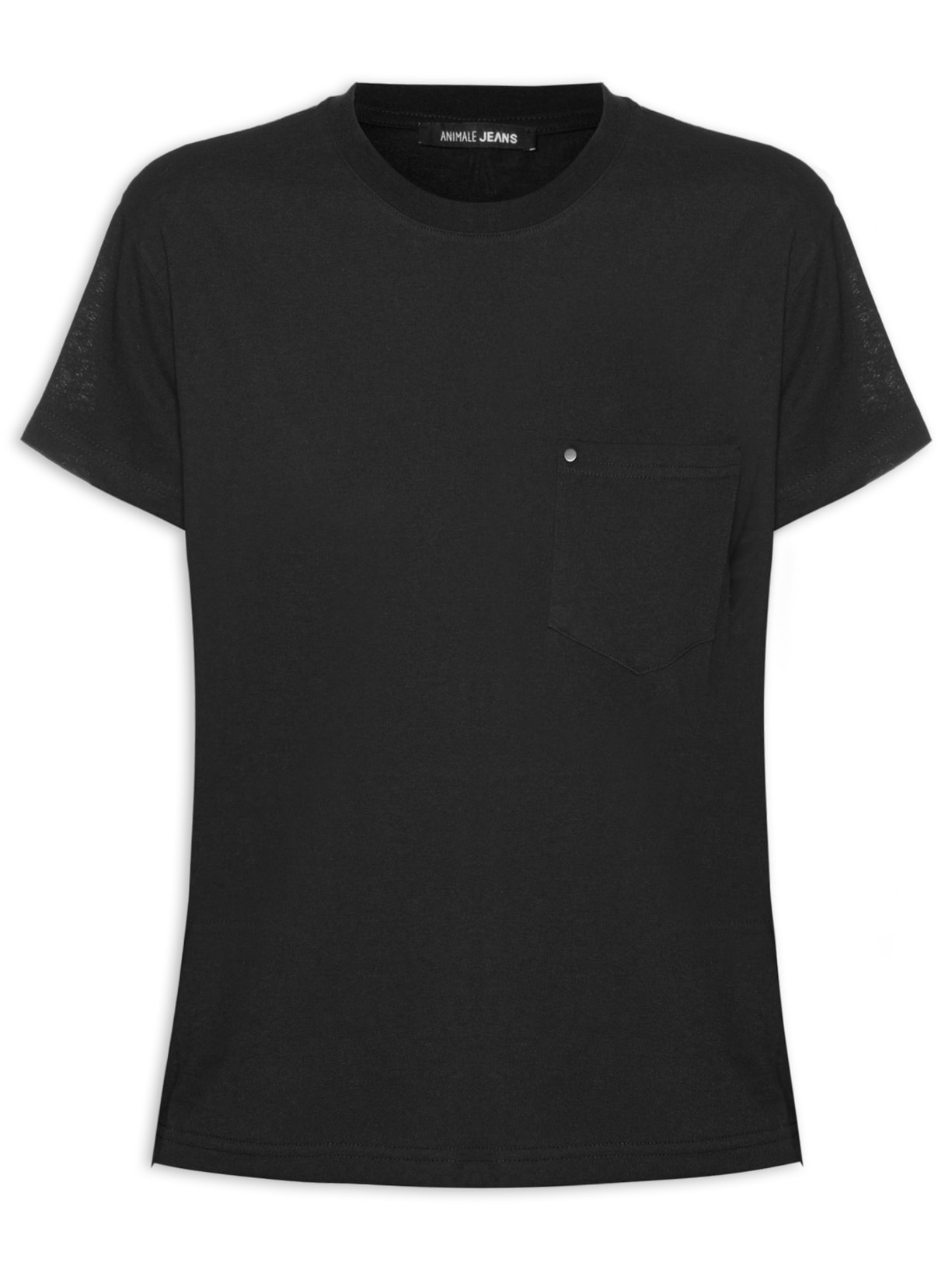 Blusa Feminina Básica Com Bolso - Preto