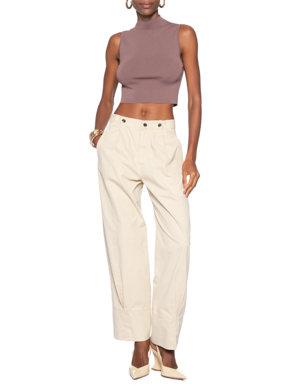 Blusa Feminina Básica De Tricot Cropped Gola Alta Rosa Animale