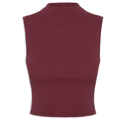 Blusa Feminina Básica De Tricot Cropped Gola Alta - Vermelho