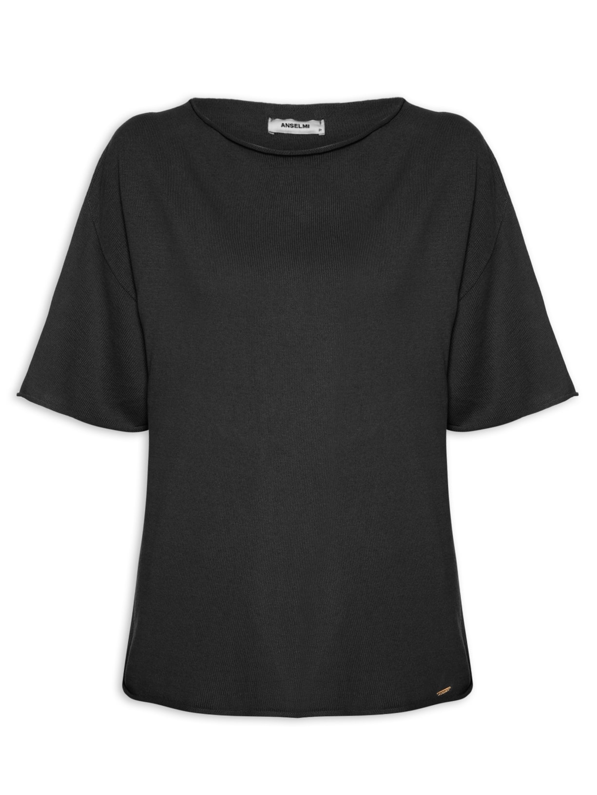 Blusa Feminina Básica Decote Canoa - Preto