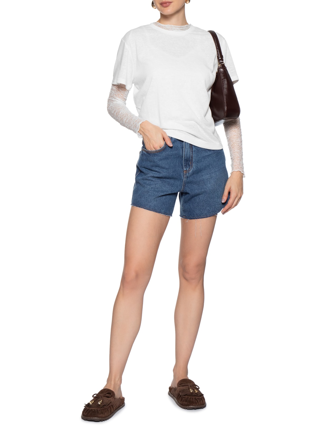 Blusa Feminina Básica Decote Redondo Branco Animale Jeans